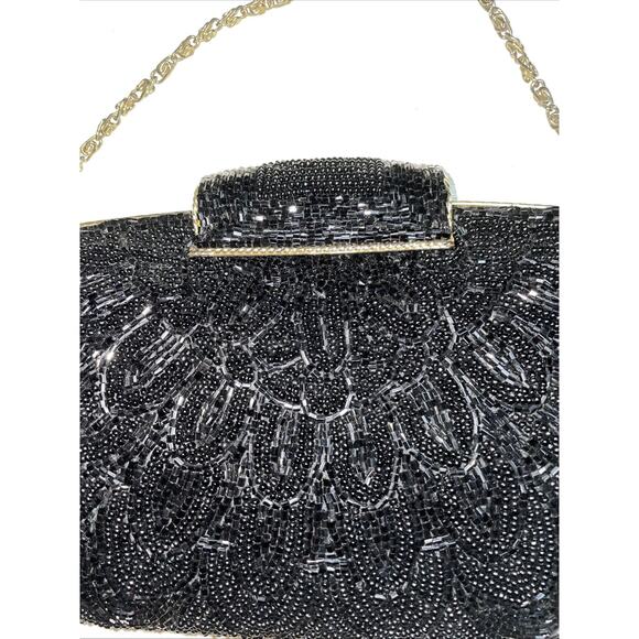 Vintage Black‎ Beaded Evening Clutch Purse - Picture 2 of 6